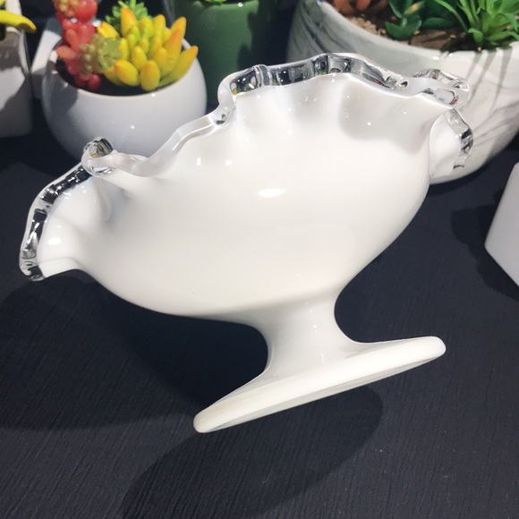 HTF 1950’s Vintage Fenton Art Glass Silver Crest Low Footed Pedestal Comport - Picture 6 of 6